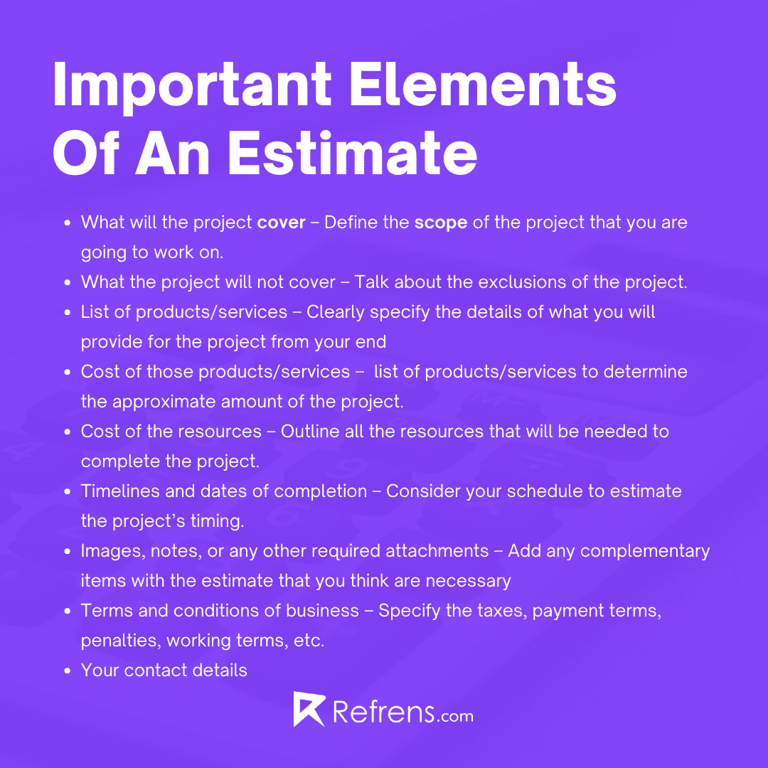 important-elements-of-an-estimate