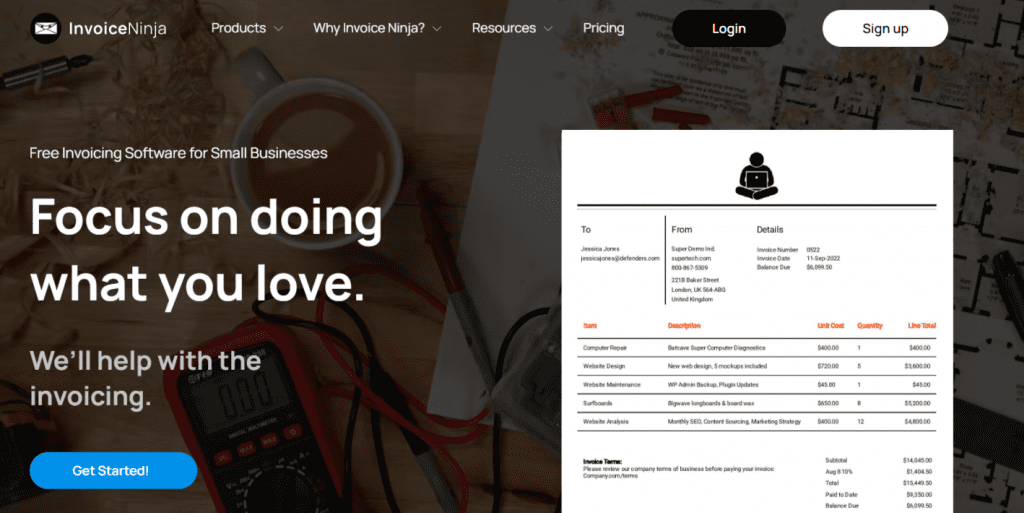 Invoice Ninja- Best Billing Software For Small Businesses