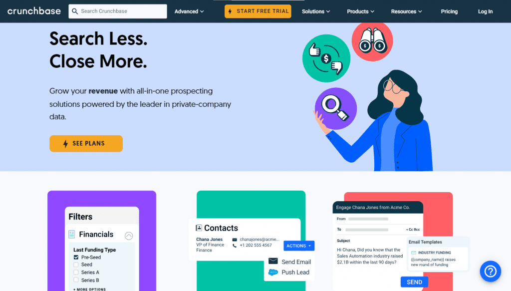 Crunchbase - all-in-one prospecting tool