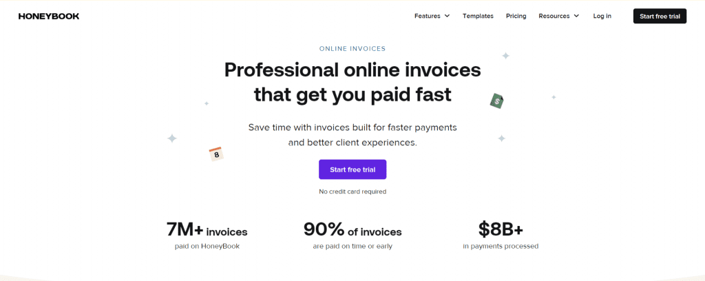 invoicing Honeybook