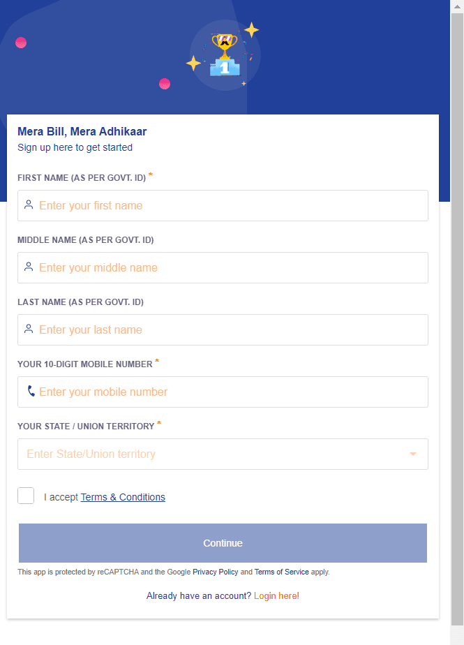 Creating account on MBMA