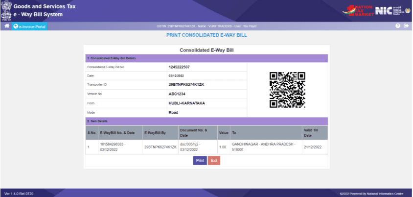 generate consolidated e-way bills