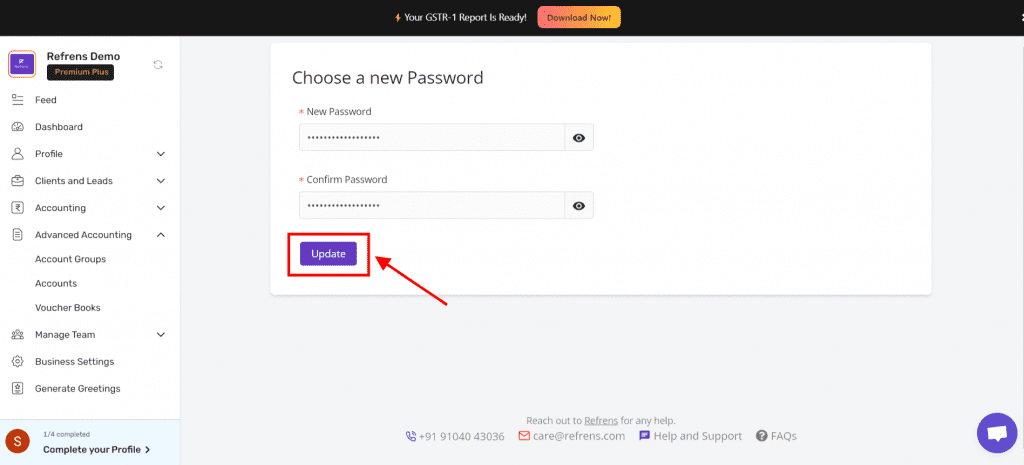 How to recover password on refrens