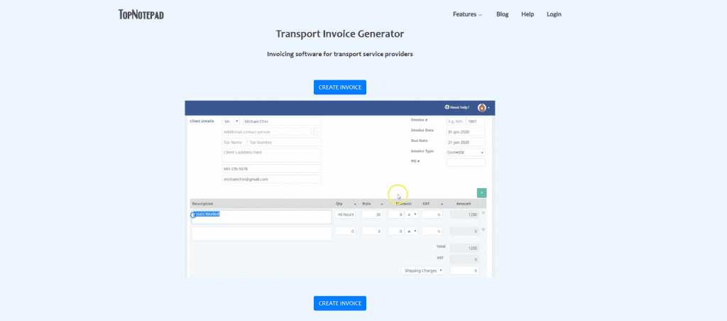 TopNotePad: Best Invoicing Software For Transportation Service 