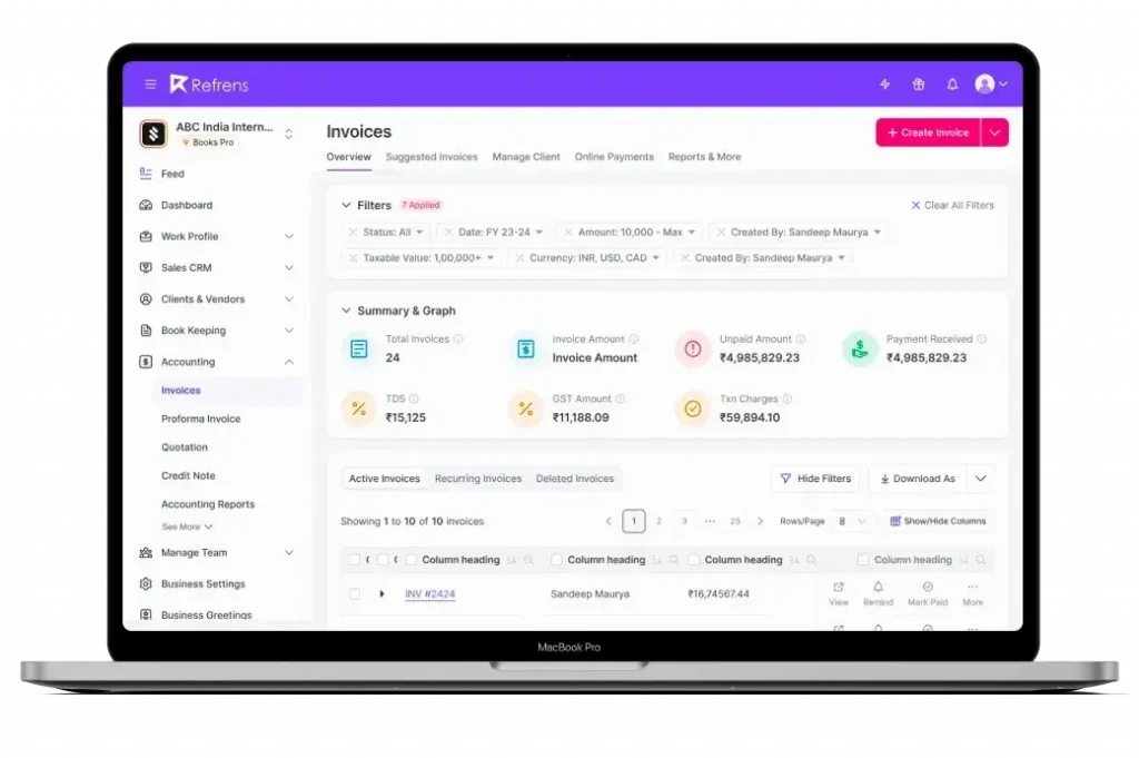 Refrens Invoicing Software
